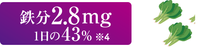鉄分2.8mg 1日の43％ ※4